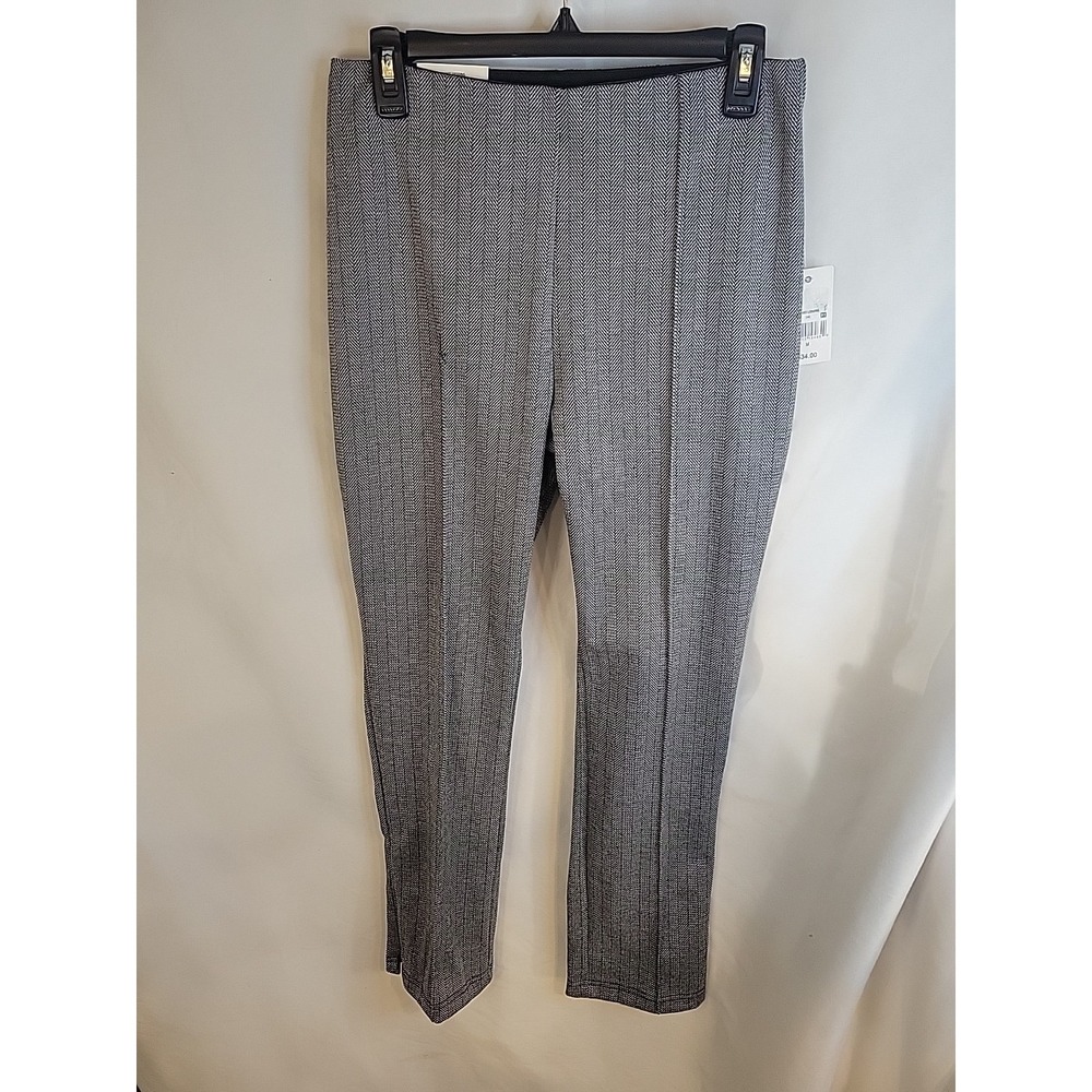 Ophelia Roe Womens Mid Rise Skinny Ponte Pants Size M Stretch Plaid Black NWT